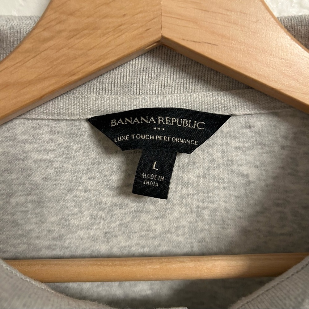 Banana Republic Gray 100% Cotton Luxe Touch Polo, Size L - Picture 4 of 6